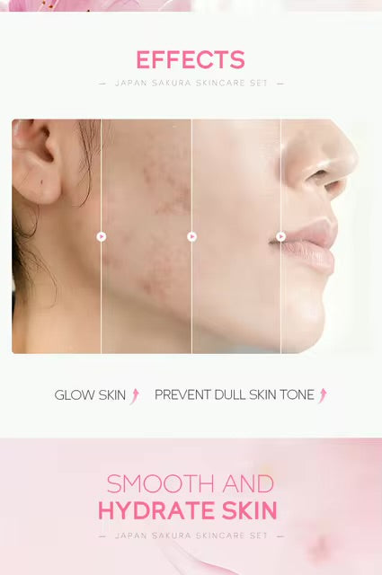Kit Soin de la Peau Sakura LAIKOU – Hydratation & Éclat, Nettoyage des Pores, 5 Pièces